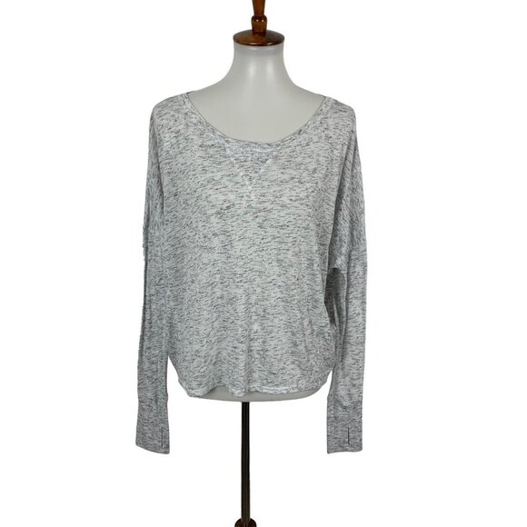 Athleta Gray Space Dye Long Sleeve Lightweight Pullover Top MT - Picture 1 of 6